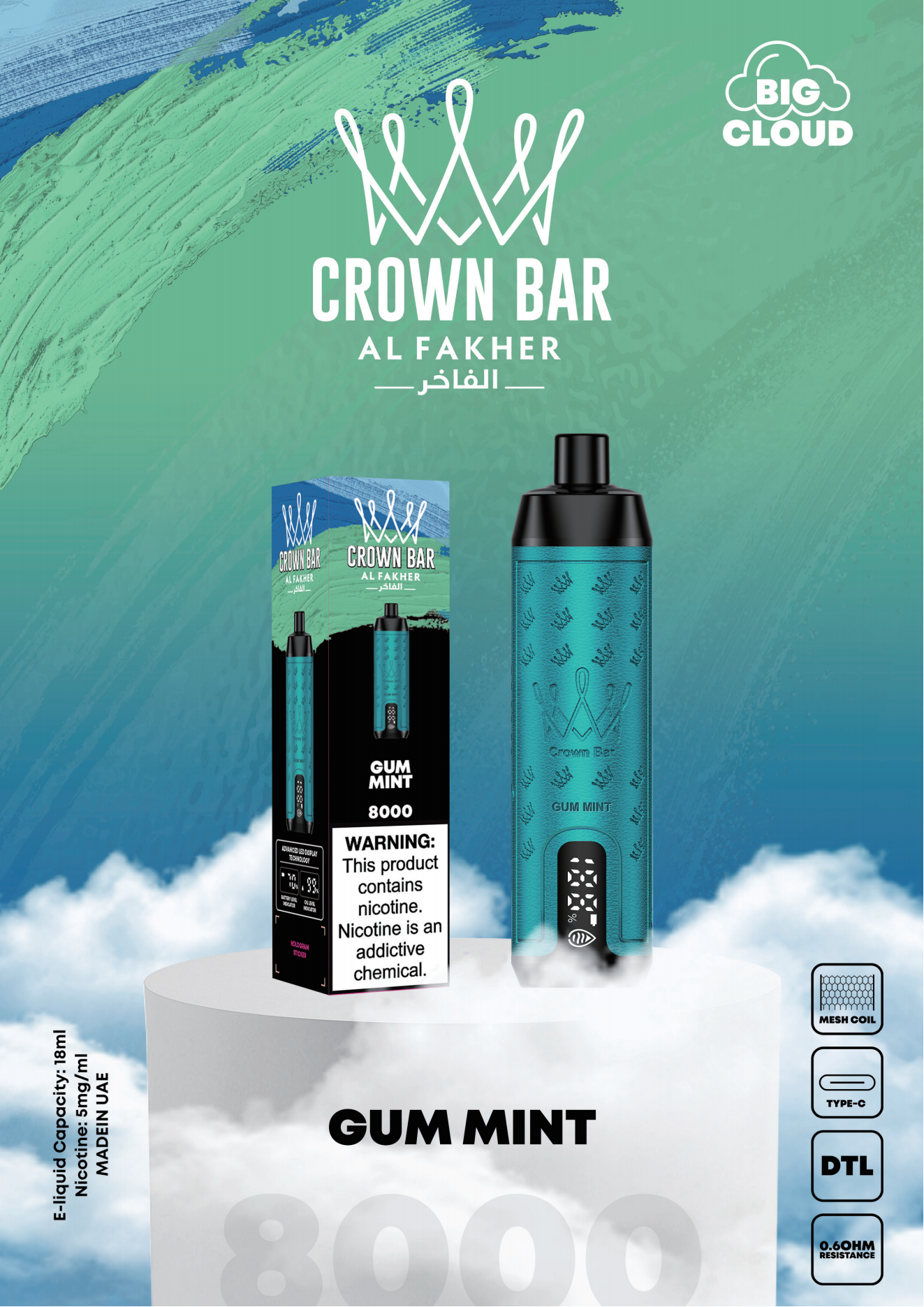 Al-Fakher-Crown-Bar-Pro-8000-Puffs